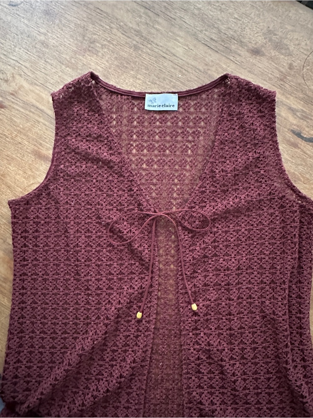 Vintage burgundy crochet vest size L